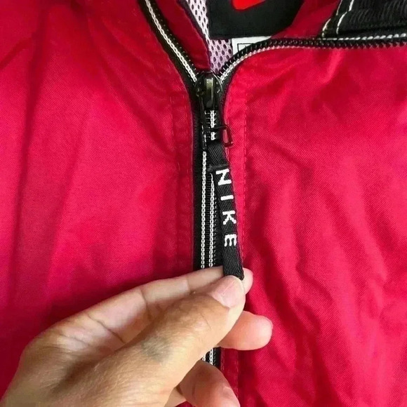 Vtg 90’s Nike Men’s Red Hooded Anorak 1/2 Zip Pullover Windbreaker Jacket Sz XL - Picture 10 of 16
